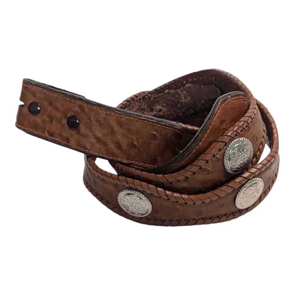 Vintage Leather Conch Scalloped Medallion Western Belt, 45-52
